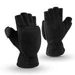 Heated Gloves for Men and Women Winter Warm Convertible Mittens Insulated Thinsulate Warm Cotton Thermal Gifts for Running Cycling Riding Walking Dogs (Large, Black)