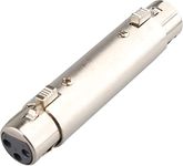 fdealz® [ 1 Piece ] XLR 3Pin Female to Female Adapter ; XLR 3Pin Female to 3 Pin Female Microphone Line Adapter Professional 3 Pole Female to Female Cable Adapter Gender Changer Coupler Metal(Silver)