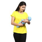 Sillyboom Premium Cotton Solid Women's Pregnancy Maternity Feeding T-Shirt, Nursing Top Tee Round Neck Half Sleeves T-Shirt for Pregnant Women (Yellow, XL)