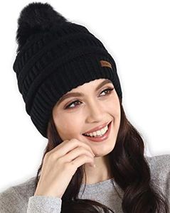 Brook + Bay - Beanie Hats for Women, Pom Pom Hat Soft Chunky Knit Beanie for Cold Weather, Stocking Cap for Women Winter Hats