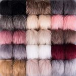 SIQUK 30 Pieces Faux Fur Pom Pom Balls Faux Fox Fur Pom Pom Fluffy Pom Pom with Elastic Loop for Hats Scarves Gloves Bags Accessories (Tender color)