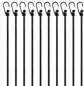 PRETEX - Set di 12 tenditori universali per bagagli con ganci, in 4 lunghezze, nero, extra forti, cinghie ed elastici per tenere in tensione, estensibili