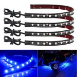 Car Led Strip Light 32CM Waterproof Led Lights Strip for Car Underglow Motorcycles Golf Cart Interior & Exterior Marine Boat Led Strip Blue 12V 5050 18SMD,Pack of 4