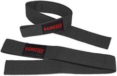 Grizzly Fitness 1.5' Padded Cotton Weight Lifting Straps for Men & Women | One-Size Pair , Black