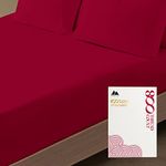 100% Egyptian Cotton Sateen Weave 800 Thread Count Fitted Sheet with Elastic All Around - Fits Mattress Upto 18 inches. (1 Fitted Sheet - King, Red)