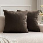 MIULEE Pack of 2 Decorative Velvet Pillow Covers Soft Square Throw Pillow Covers Soild Cushion Covers Pillow Cases for Sofa Bedroom Car 16 x 16 Inch 40 x 40 cm Dark Coffee