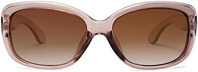 SOJOS Vintage Square Polarized Sunglasses for Women UV Protection Lens Sunnies SJ2111 with Crystal Brown Frame/Gradient Brown Lens