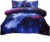 A Nice Night Galaxy Bedding Sets Outer Space Comforter 3D Printed Space Quilt Set Twin Size,for Children Boy Girl Teen Kids - Includes 1 Comforter, 2 Pillow Cases