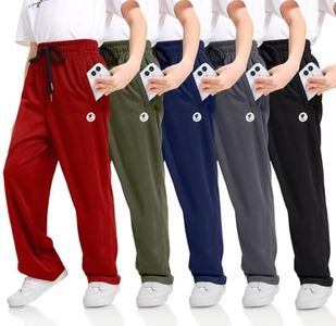 OCYMA Boys Sweatpants with Zip Pockets 5Pack Athletic Pants Mesh Joggers for Boys 5-24