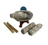 NessaStores 7 pc Sage Smudge Kit with Palo Santo Sticks, White Sage Smudge Sticks, Abalone Shell, and Wooden Tripod Stand Stand for Home Cleansing, Stress Relief & Meditation JC-211