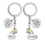 Rainbow Best Friends Keychain for BFF friends Sister,Rainbow Split Key Chain For Teen Boy Girl Friendship Keyring Accessories