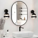 NEUWEABY Oval Bathroom Mirror Capsule Wall Vanity Mirror, 20" x30" Pill Mirrors Wall Mounted Mirror, Large Modern Mirror with Black Metal Frame, Decor for Entryway, Bedroom, Living Room