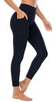 OVRUNS High Waist Gym Leggings for Women Yoga Pants with Pockets Workout Running Compression Leggings for Women - Navyblue - L