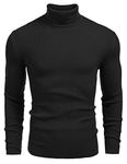 COOFANDY Mens Turtleneck Sweater Casual Ribbed Slim Fit Knitted Roll Neck Jumpers Black XL