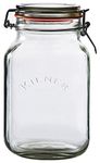 Kilner Est 1842 Premium Clip Top Airtight Glass Canister Food Storage Container Jar For Thinkitchen With Lid Of Glass, Glass Lock With Wire Clip Lock, Top Fastening Lid, 2 Litres,Transparent