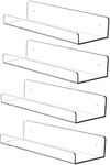 Cq acrylic 15" Invisible Acrylic Floating Wall Ledge Shelf, Wall Mounted Nursery Kids Bookshelf, Invisible Spice Rack, Clear 5MM Thick Bathroom Storage Shelves Display Organizer, 15" L,Set of 4