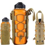 WICKTICK Molle Water Bottle Holder Pouch 16 24 32 40 64 oz - Multi-Purpose Tactical Fuel Bottle Bag, Adjustable Size for Outdoor Activities, Adapted to Backpack/Vest/Belt (Brown, Classic)