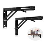 Folding Shelf Brackets 20 Inch, Heavy Duty Metal Collapsible Shelf Bracket, Wall Mounted Adjustable Foldable Brackets for Table Work Bench