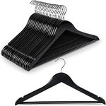 TOPIA HANGER Wooden Hangers 20 Pack, Black Wood Coat Hangers for Closet with Non-Slip Pants Bar, 360° Swivel Hook and Shoulder Notches for Camisole, Suit, Jacket, Pants-CT34B20