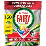 Fairy Platinum Plus Dishwasher Tablets Lemon, 150 Capsules, Impeccable Clean Even in Quick Cycles Without Pre-Wash, Anti-Dull Technology, Super Shine Function, Filter Clean