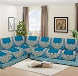 Dazzling Decor Velvet L Shape Sofa Covers Set - Premium 6 Seater Sofa Slip Protector Covers for Living Room Decor - Exclusive Royal Look Heavy Fabric Slip Protector for Long Couch, Aqua_1504