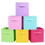 ShellKingdom Storage Bins, Foldable Fabric Storage Cubes And Cloth Storage Organizer Drawer For Closet And Toys Storage, 6 Pack (6 Colors)