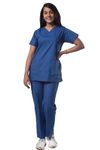 UNIFORM CRAFT Women’s Scrub Suits DSVX || 4 pocket scrubs | Ideal for doctors, dentists, vets, nurses & healthcare professionals (Bright Blue, XL)