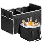 GPUSFAK Car Trunk Organizer with Individual Cooler Bag - 2 Compartments Trunk Organizer for Car Collapsible Car Storage Organizer for SUV (Black)