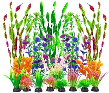 shwmygengin Artificial Aquarium Plants Set, Plastic Fish Tank Decorations, Fish Tank Decor for Betta Goldfish (18pcs-Colorful)