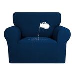 PureFit 100% Dual Waterproof Couch Cover Slipcovers for Couches and Sofas - Stretch Non Slip Fleece Sofa Covers Washable, Leakproof Furniture Protector for Kids, Pets, Dog (Chair, Navy)