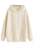 Veirdo® Cotton Polly Fleece Regular Fit Off White Solid Hoodie for Men (VH0423MMPL61_XL)