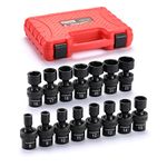 CASOMAN 15 PCS 3/8 inch Drive Standard Universal Impact Socket Set, 6 Point, CR-MO, Metric,8-22mm, Swivel Socket