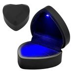 Fuitke Ring Box With LED Light, Heart Shape Jewellery Gift Box Auto Lighted Up Velvet Earring Ring Case Creative Diamond Luxury Storage Display Holder for Engagement Proposal Wedding (Black)