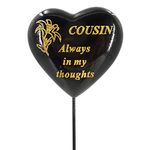 Special Cousin Black & Gold Lily Heart Flower Memorial Tribute Stick Graveside Plaque