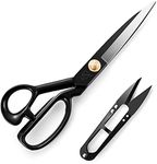 Fabric Scissors 10 Inch(25.4CM), Sewing Dressmaking Scissors Razor Sharp High Carbon Steel Tailor's Shears for Cutting Fabrics, Leather, Material, Clothes, Altering, Sewing & Tailoring(Black)