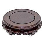 EIGXIANHAI Oriental Furniture Wooden Display Stand Base Lotus Pedestal Vase Base Table Lamp Teapot Base Black Catalpa Furniture Stable Home Decoration Size3 (6.10x1.78in)