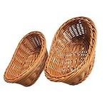 DOITOOL 2pcs Imitation Rattan Woven Bread Baskets Poly Wicker Fruit Baskets for Food Serving Display Vegetables Home Kitchen Restaurant Outdoor Brown L