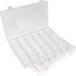 Opret 2 Pcs 36 Grids Plastic Jewellery Organiser, Clear Storage Box with Adjustable Dividers Compartment Container for Earrings, Beads and Small Accessories