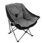 Northroad Oversized Foldable Camping Chair with Cell Phone Holder, 2 Cup Holder,Carry Bag for Beach, Hiking, and Picnics,Heavy-Duty 300-lbs Capacity, Black