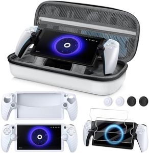 KINWIN 10 in 1 Accessories Bundle Compatible with PlayStation Portal, White EVA Carrying Case with Silicone Protective Cover, 2 Pack Screen Protectors and 4 Thumb Grips for PS5 Portal Console