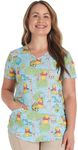 Tooniforms Women Scrubs Top V-Neck Print TF737, XL, Bee at One