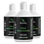 Nutrality Ultra Liquid Multivitamin Supplement 500ml | Advanced Vitamin Superfood Greens Blend with CoQ10, Lutein & Biotin, Supports Brain & Cardiovascular Health | 33 Days Supply (3)