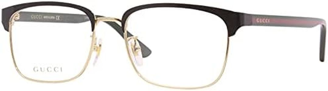 Gucci GG 0934OA 001 Green Metal Rectangle Eyeglasses 54mm, Black/Green/Red/Gold, Lens-54 Bridge-18 B-40 ED-57 Temple-145