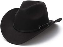 EOZY Women Men Western Cowboy Fedora Felt Hat Wide Brim Outdoor Cowgirl Hat with Belt Buckle