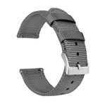 22mm Smoke Grey - Two-Piece Military Style Ballistic Nylon Watch Straps with Integrated quick release spring bars - BARTON Watch Bands- Comfortable fit - Fits wrists 5" to 8"