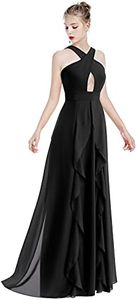 Women Transformer Hi Low Evening Long Prom Dress Halter Convertible Multi Way Spaghetti Strap Wedding Cocktail Maxi Gown, Black#cross, XX-Large