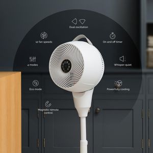 Meaco MeacoFan 1056P Pedestal Air Circulator – Quiet Oscillating Fan with Remote