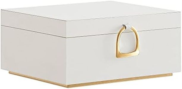 SONGMICS 2-Layer Jewelry Box, Jewelry Organizer with Handle, Removable Jewelry Tray, Jewelry Storage, Floating Effect, 8.1 x 9.4 x 4.3 Inches, Gift Idea, White UJBC165W01