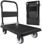 WUD Push Cart, Folding Mobile Platform Trolley,Thickened and Reinforced, 360° Swivel Wheels,35.4 “L x 23.6 ”W, 1100 lb. Black Dolly cart with Wheels (Black, Large)