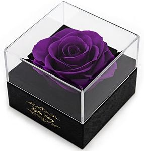 Kylin Glory Fresh Cut Flower Preserved Rose for Women Mom Wife Girlfriend - Flower Gift Real Rose Decor for Mother's Day Valentine's Day Wedding Party Celebration Birthday Anniversary (Purple)